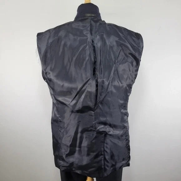 Chaps Men's Sport Coat Blazer Gold Two Button Deep Navy Twill Poly Wool Size 46L